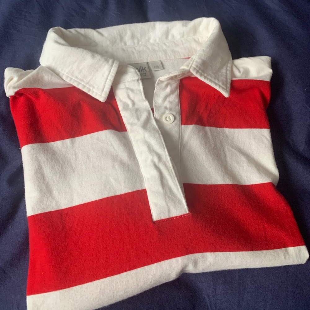 White and red crop top polo